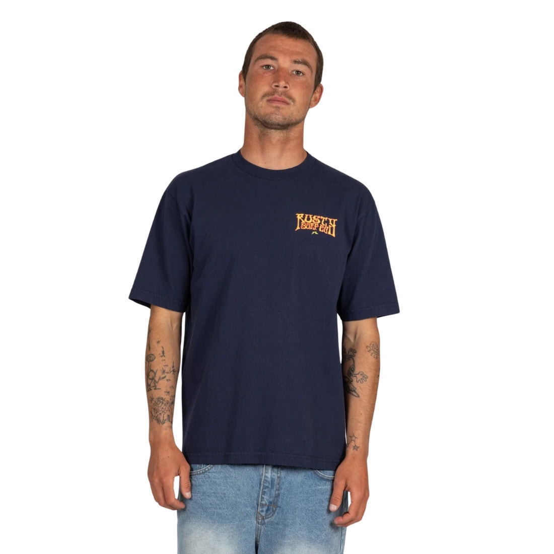 Rusty GR8FL H8FL T-Shirt - Navy - Mens Graphic T-Shirt by Rusty