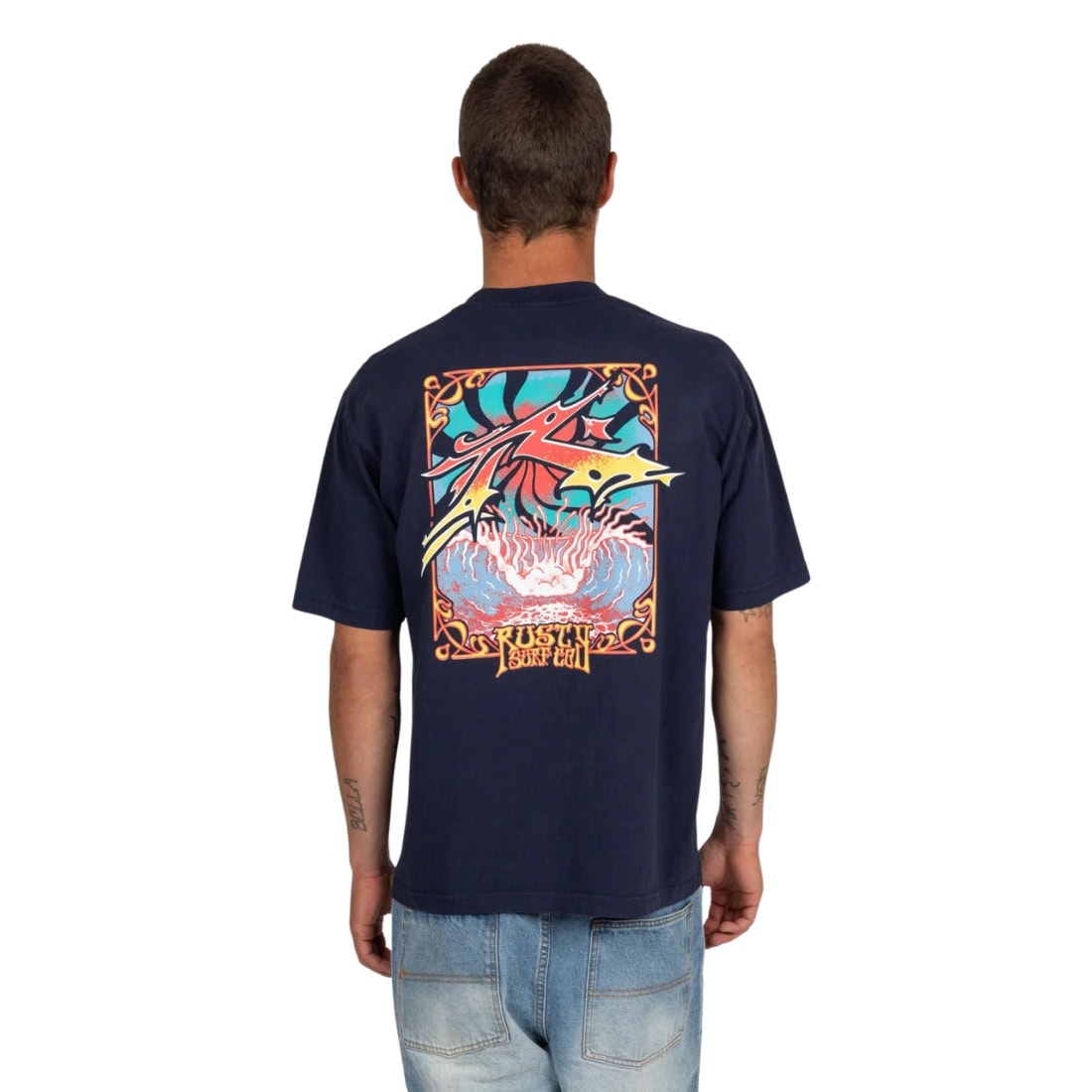 Rusty GR8FL H8FL T-Shirt - Navy - Mens Graphic T-Shirt by Rusty