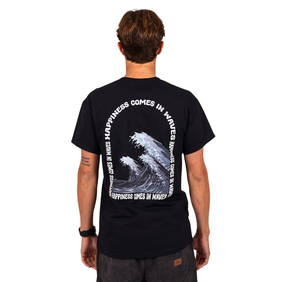 Rusty Happy Wave T-Shirt - Black - Mens Surf Brand T-Shirt by Rusty