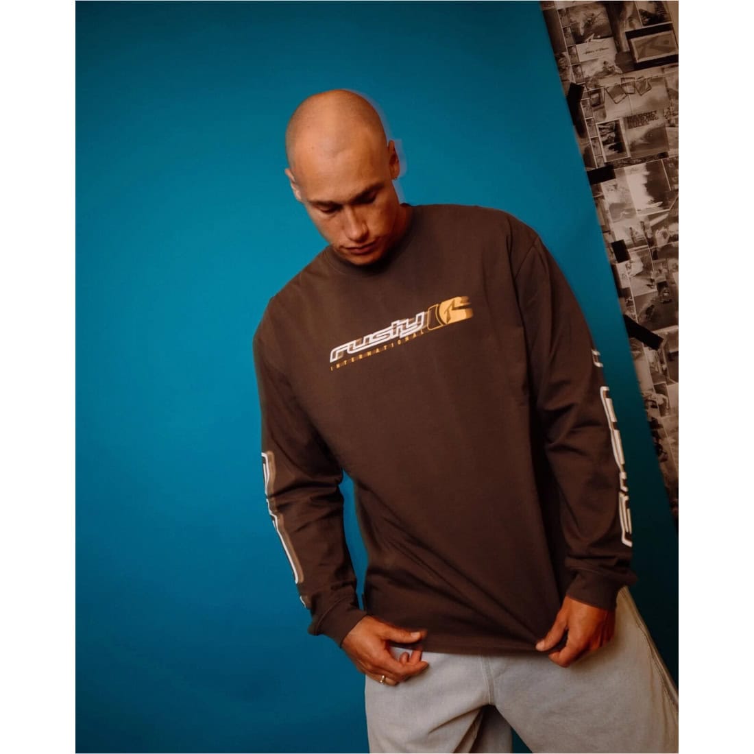 Rusty Jetsetter Longsleeve T-Shirt - Coal - Mens Graphic T-Shirt by Rusty