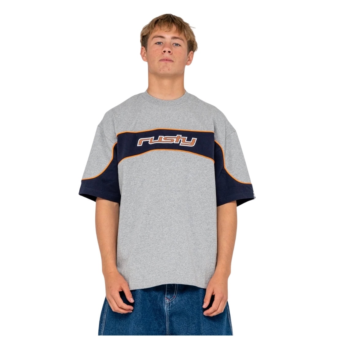 Rusty Kinetic Heavy Tee - Grey Marle - Mens Graphic T-Shirt by Rusty
