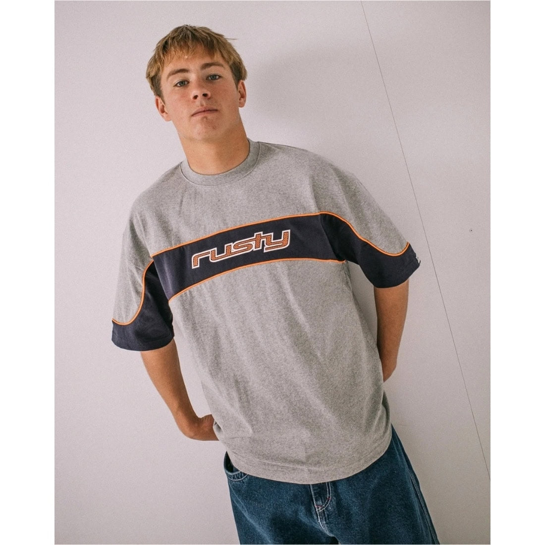 Rusty Kinetic Heavy Tee - Grey Marle - Mens Graphic T-Shirt by Rusty