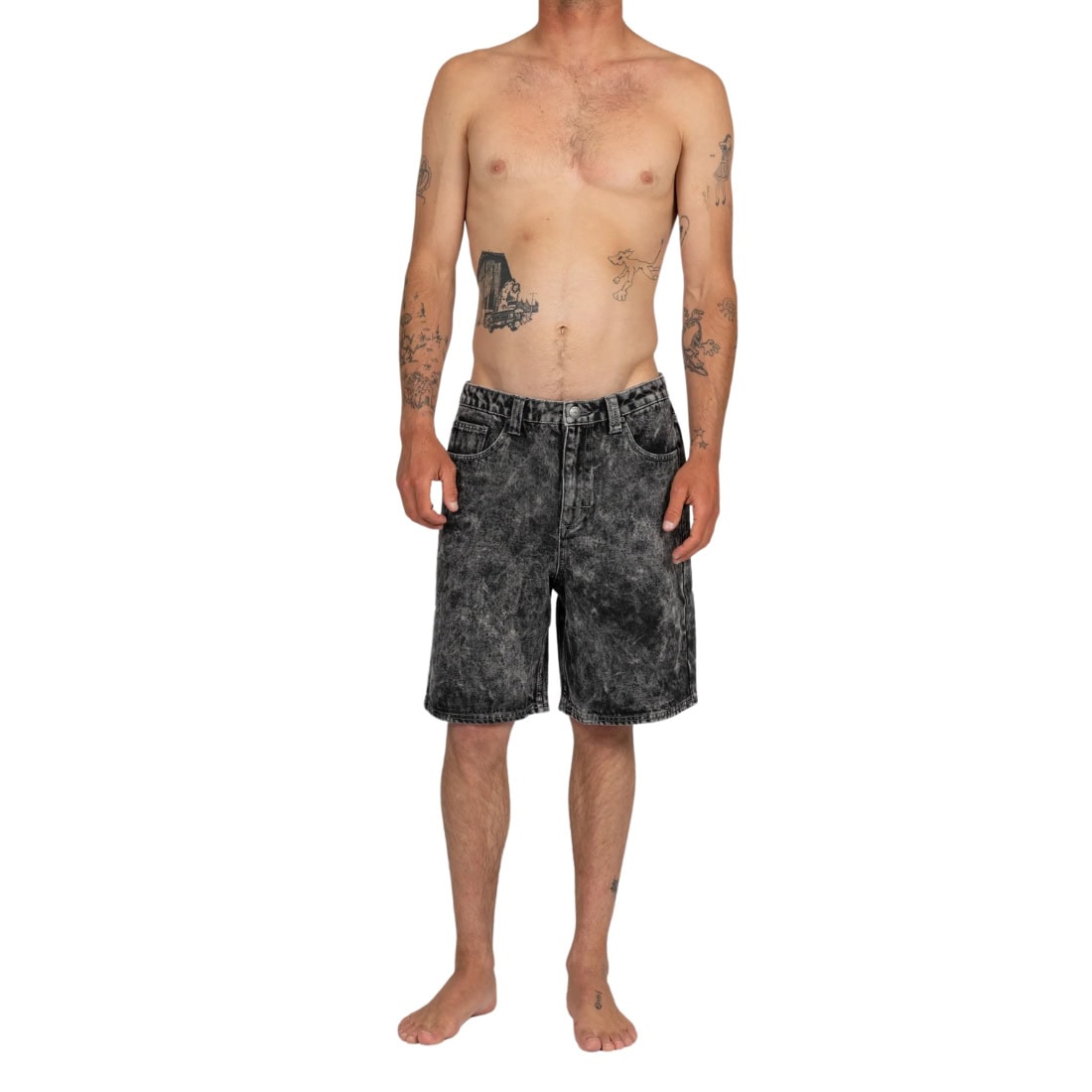 Rusty Lucifer Loose Short - Black Acid - Mens Denim Shorts by Rusty