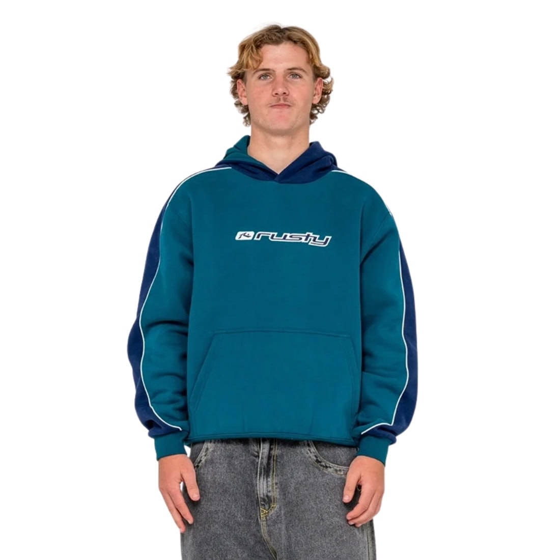 Rusty Panela Anderson 2.0 Hooded Fleece - Deep Teal - Mens Pullover Hoodie by Rusty