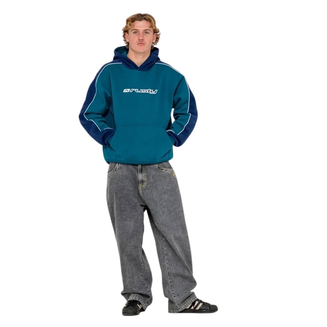 Rusty Panela Anderson 2.0 Hooded Fleece - Deep Teal - Mens Pullover Hoodie by Rusty