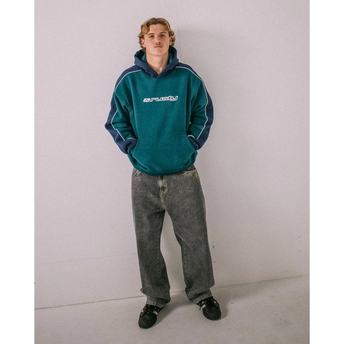Rusty Panela Anderson 2.0 Hooded Fleece - Deep Teal - Mens Pullover Hoodie by Rusty