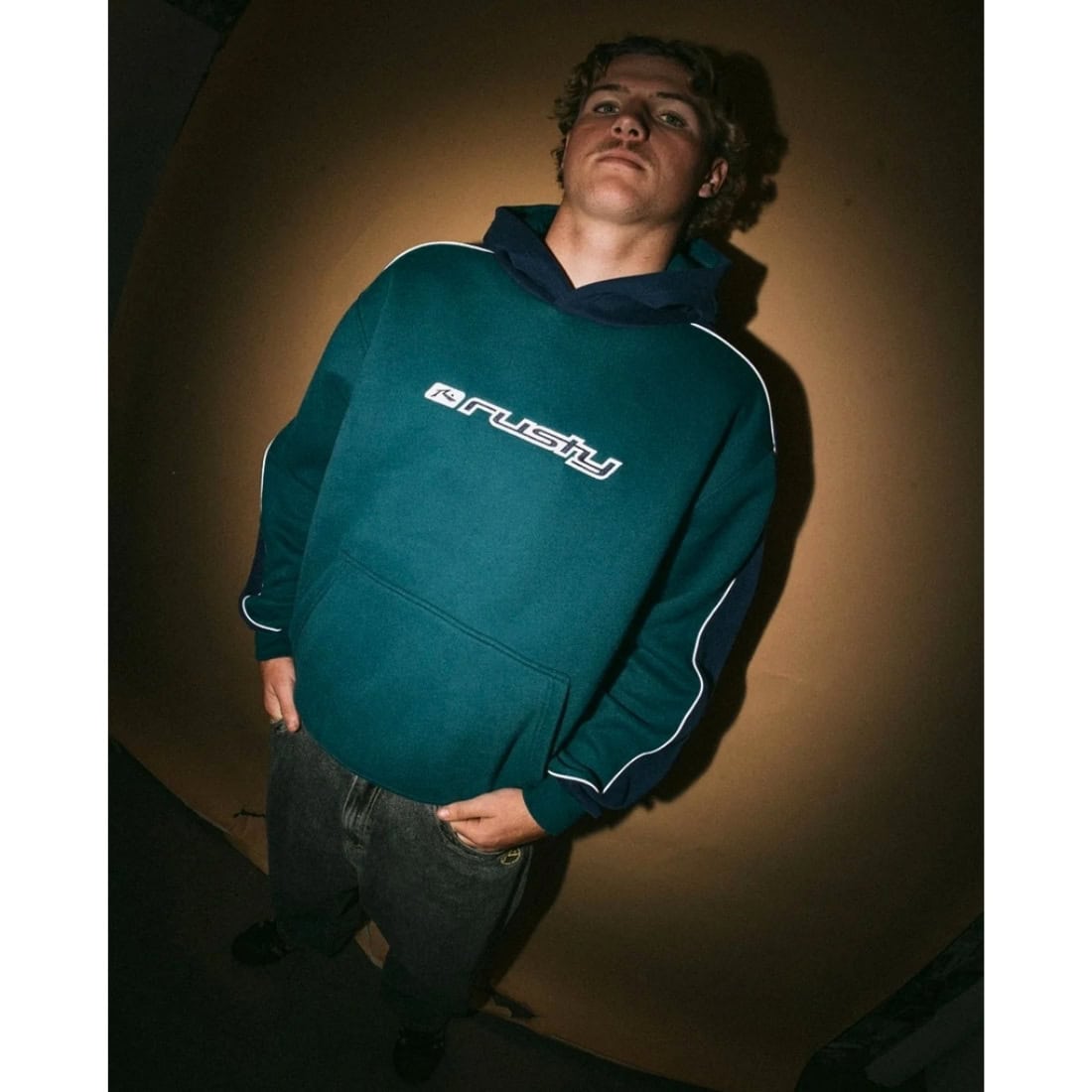 Rusty Panela Anderson 2.0 Hooded Fleece - Deep Teal - Mens Pullover Hoodie by Rusty