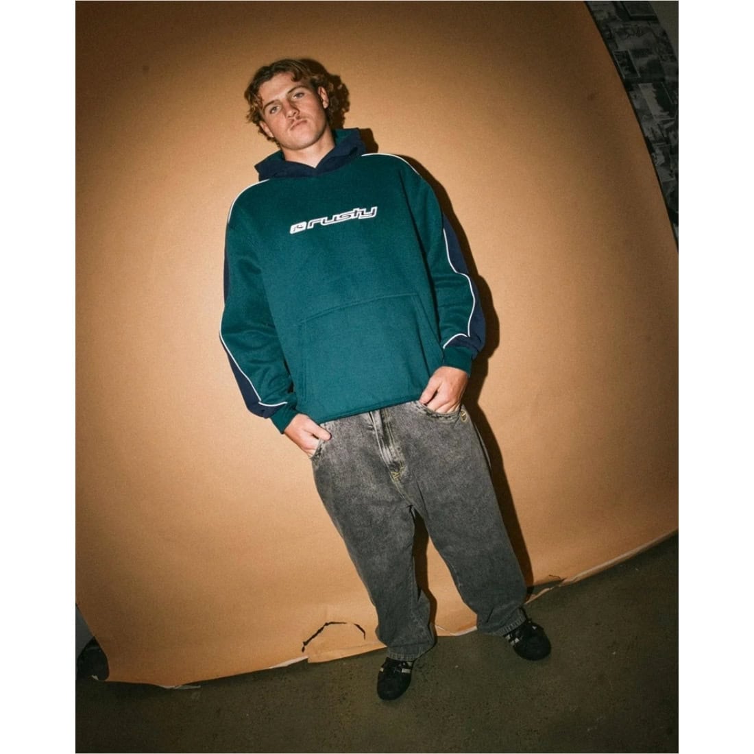 Rusty Panela Anderson 2.0 Hooded Fleece - Deep Teal - Mens Pullover Hoodie by Rusty