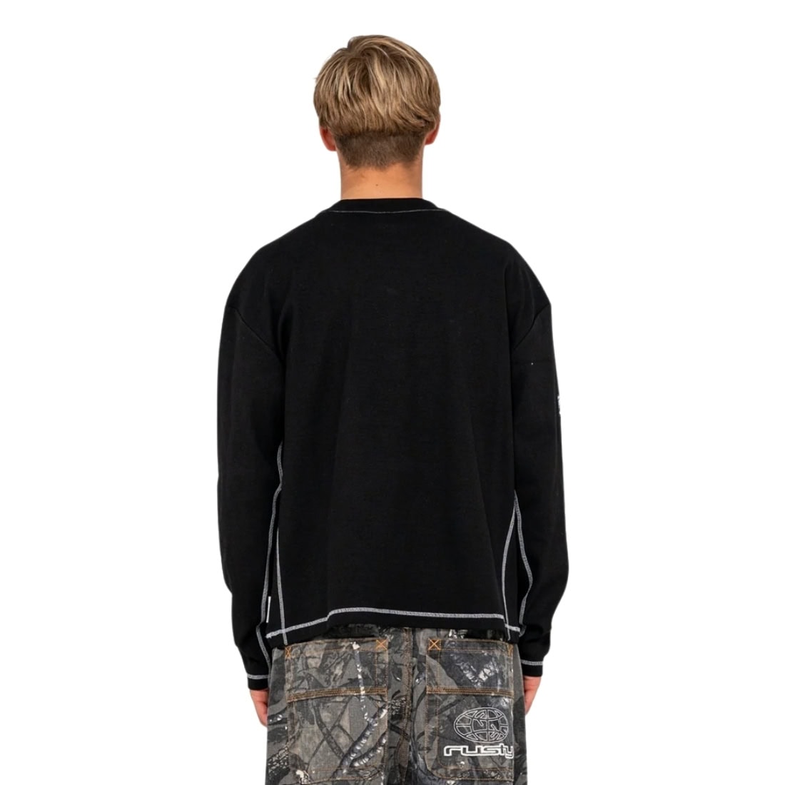 Rusty Slack Jack Long Sleeve Heavy Tee - Black - Mens Graphic T-Shirt by Rusty