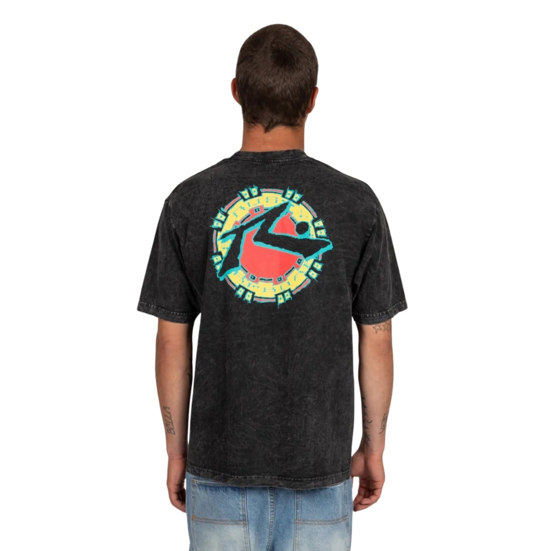Rusty Stamped T-Shirt - Black Acid Wash - Mens Graphic T-Shirt by Rusty