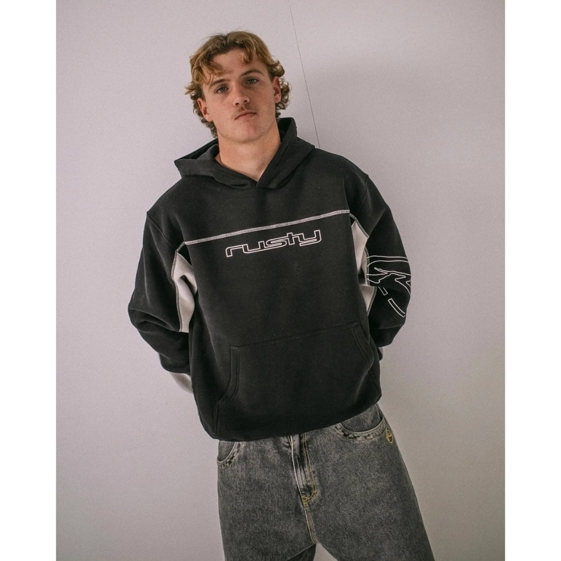 Rusty Titan Hooded Fleece - Black - Mens Pullover Hoodie by Rusty