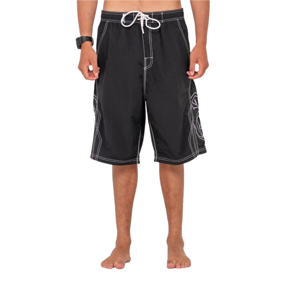 Rusty Tombstones Hybrid Waist Boardshorts - Black - Mens Hybrid Shorts by Rusty