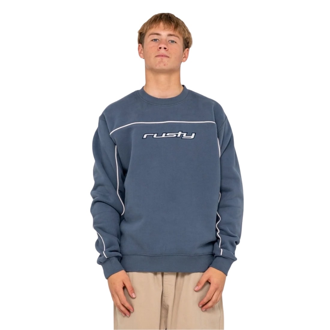 Rusty Trigger Crew Fleece - Atlantic Blue - Mens Crew Neck Sweatshirt by Rusty