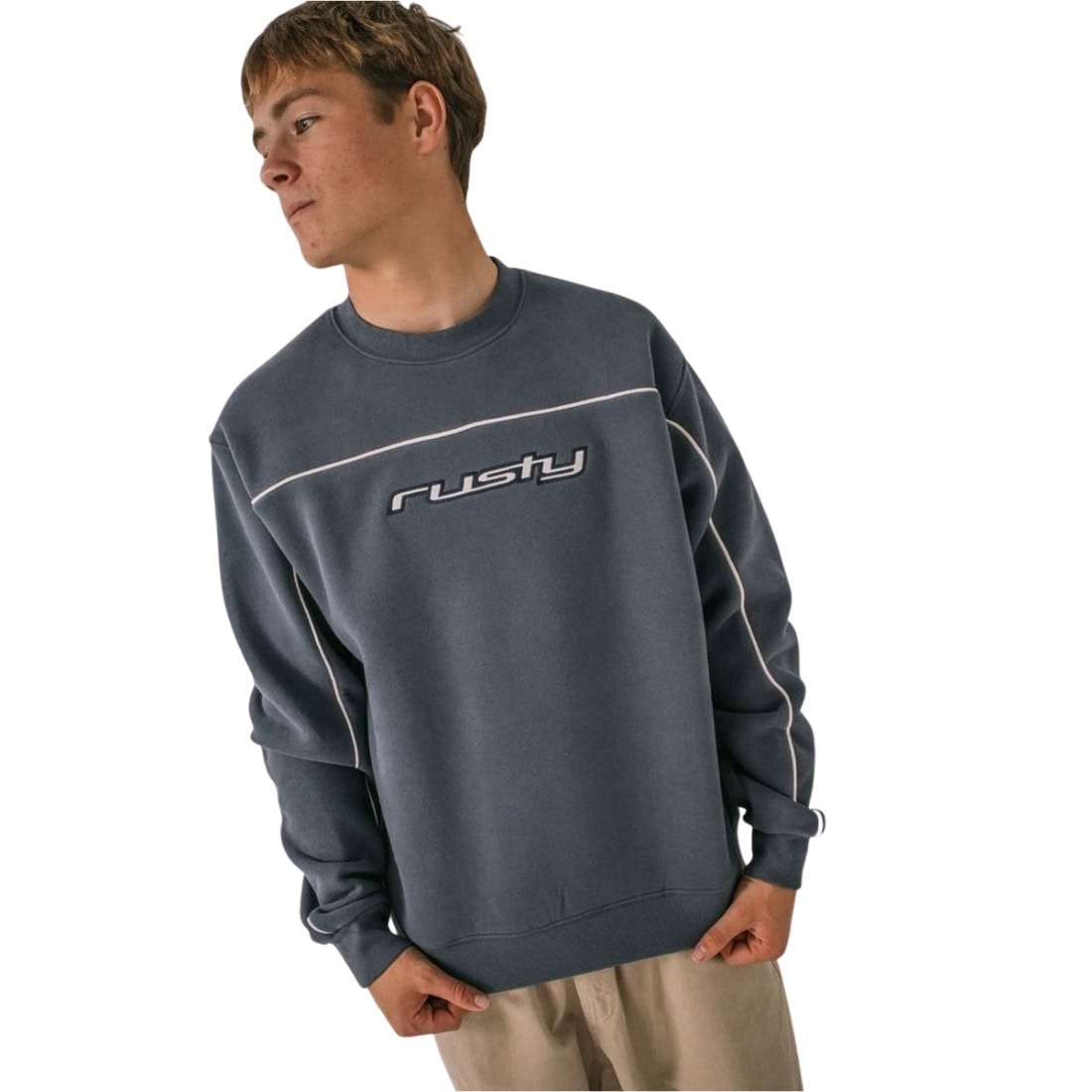 Rusty Trigger Crew Fleece - Atlantic Blue - Mens Crew Neck Sweatshirt by Rusty