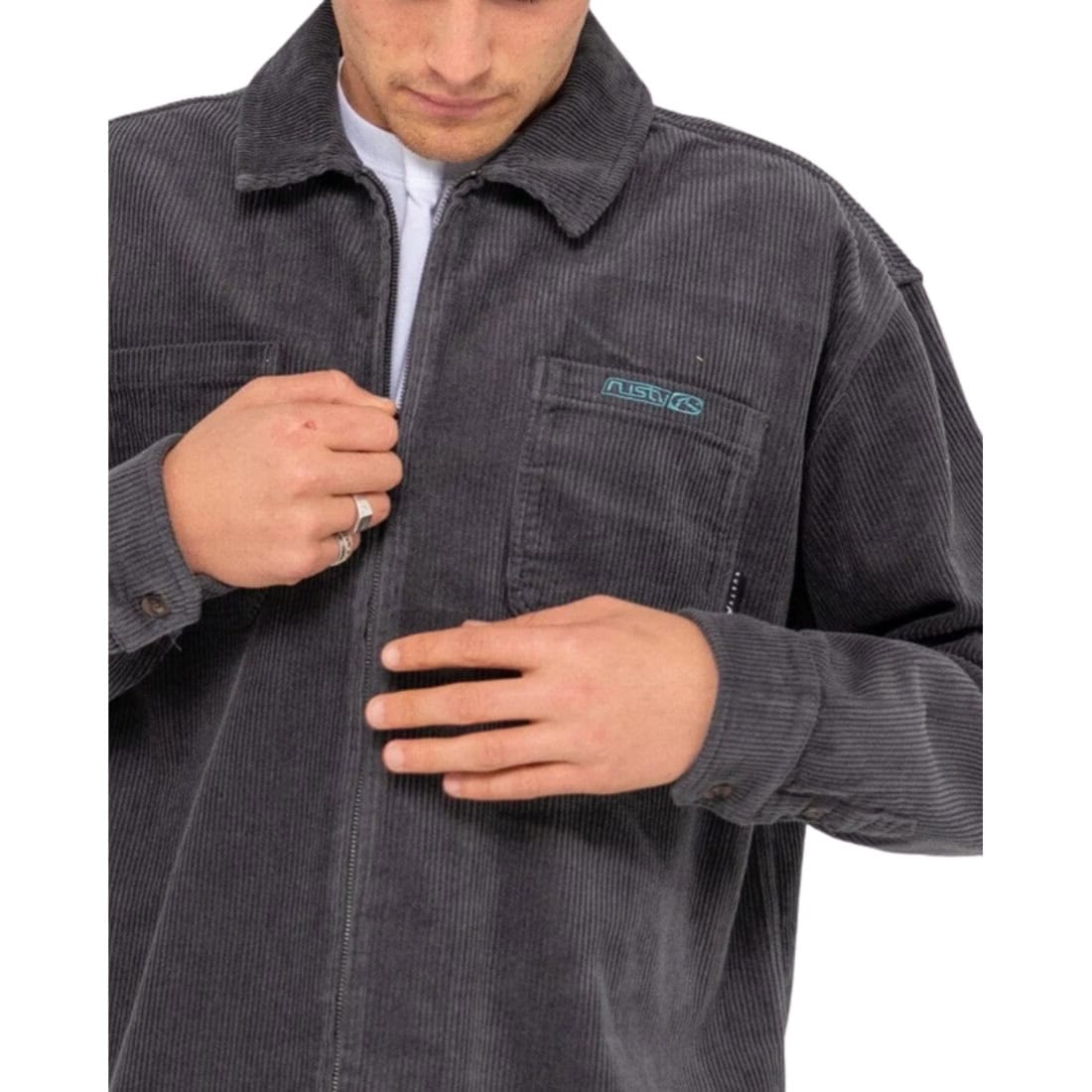 Rusty V8 Coup Cord Jacket - Coal - Mens Casual Jacket by Rusty