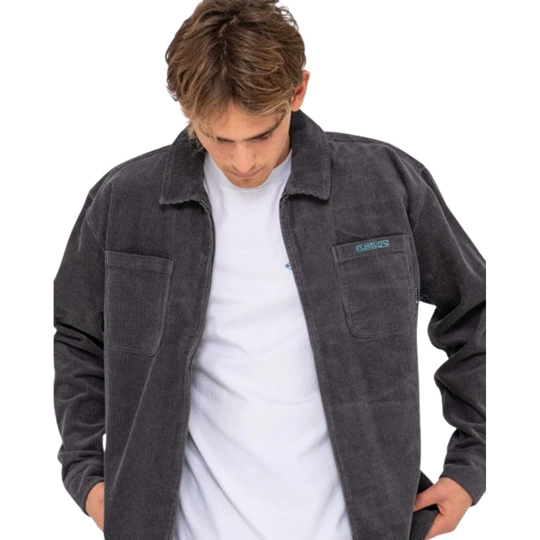 Rusty V8 Coup Cord Jacket - Coal - Mens Casual Jacket by Rusty