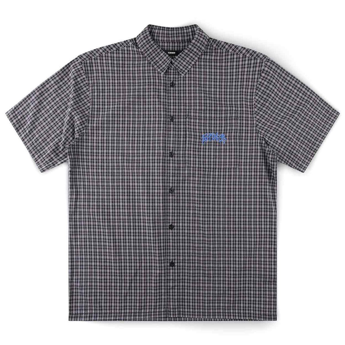 Former Vivian Check Short Sleeve Shirt - Worn Black - Mens Casual Shirt by Former
