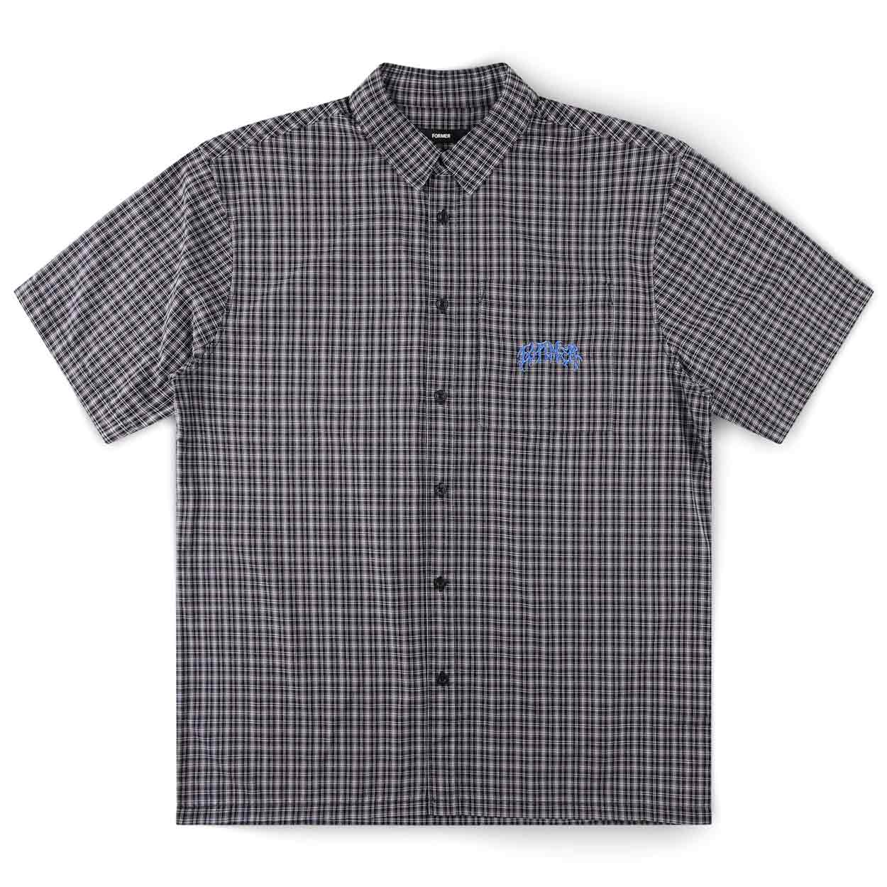 Former Vivian Check Short Sleeve Shirt - Worn Black - Mens Casual Shirt by Former