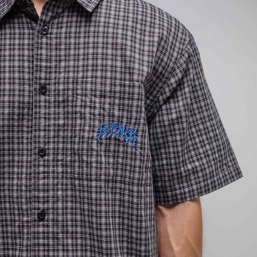 Former Vivian Check Short Sleeve Shirt - Worn Black - Mens Casual Shirt by Former