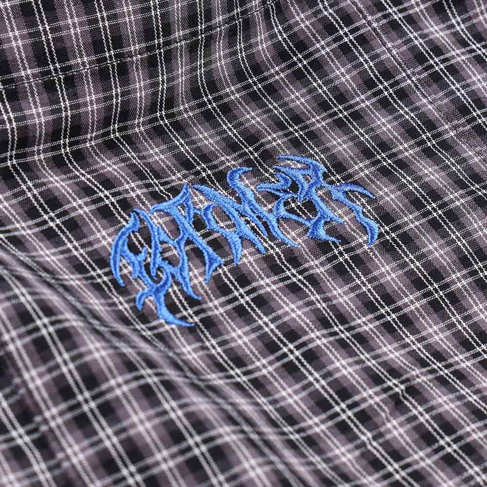 Former Vivian Check Short Sleeve Shirt - Worn Black - Mens Casual Shirt by Former