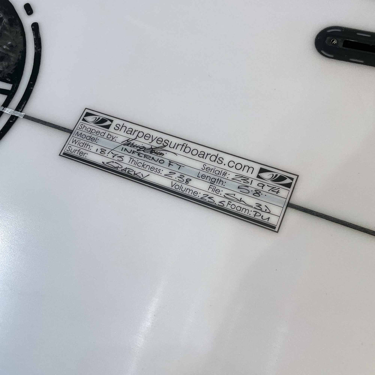 Sharpeye 5'8 Inferno Ft Quad Second Hand Shortboard 25.5 - White - Second Hand Shortboard by Sharpeye 5ft 8