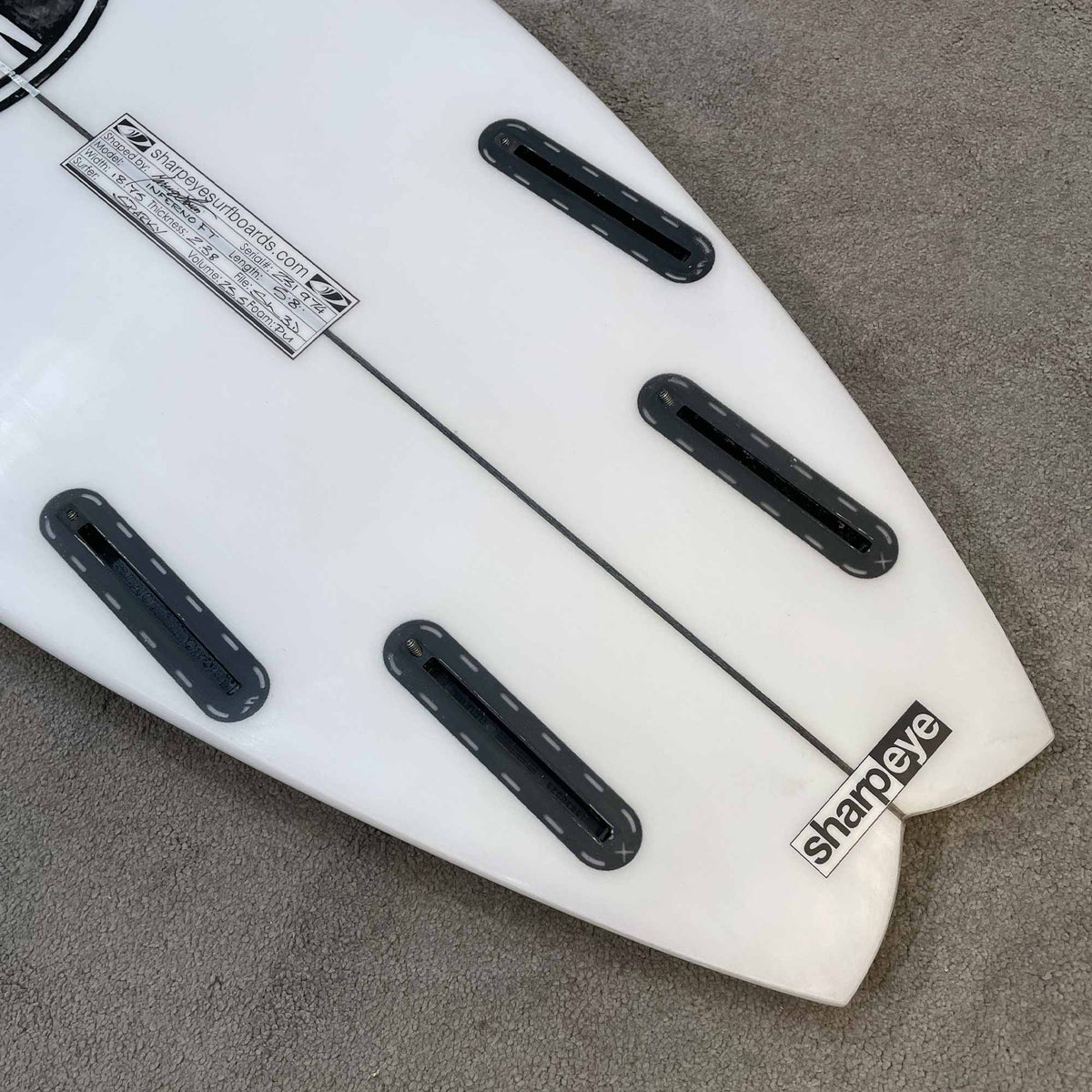 Sharpeye 5'8 Inferno Ft Quad Second Hand Shortboard 25.5 - White - Second Hand Shortboard by Sharpeye 5ft 8