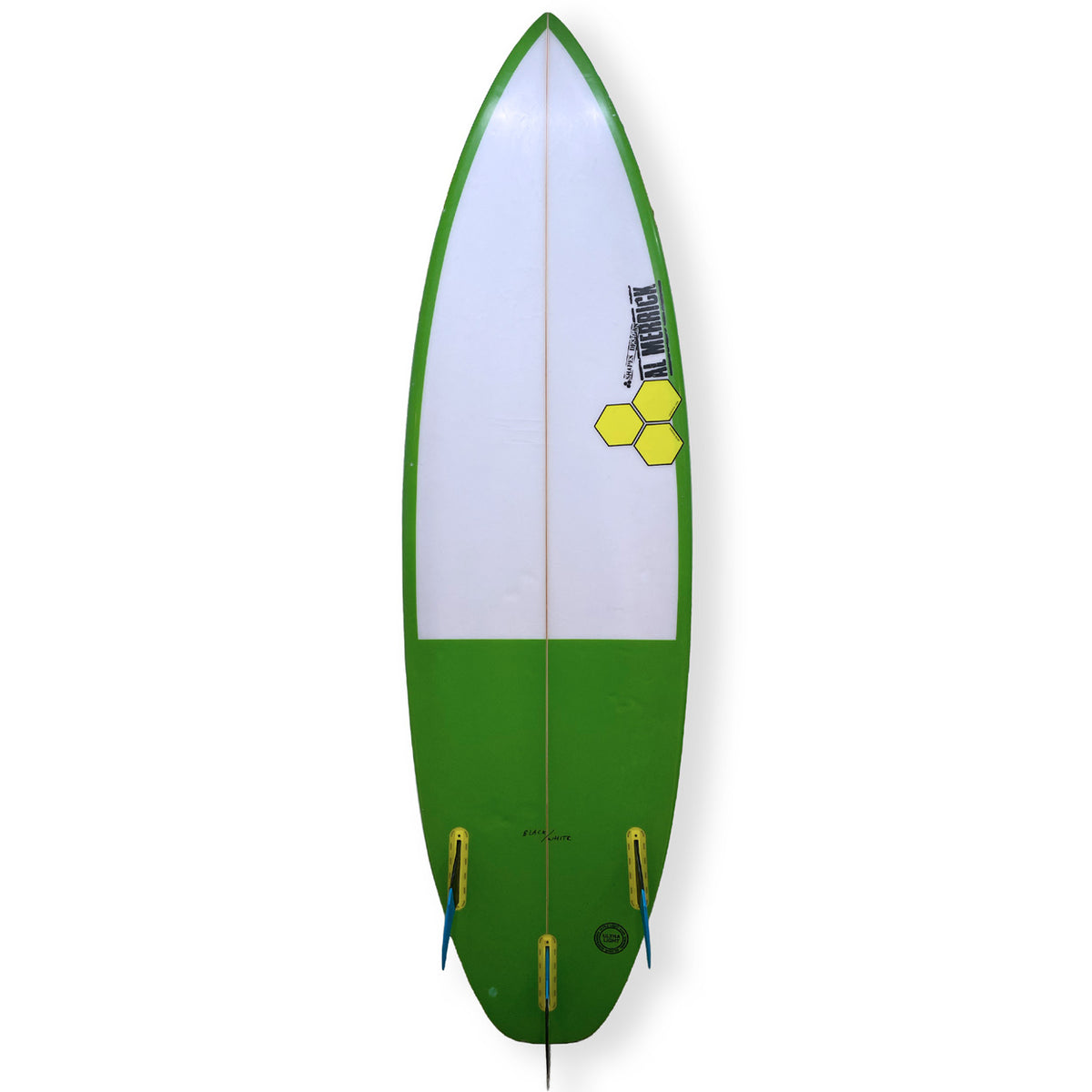Channel Islands 5'9 Black & White Second Hand Shortboard 26.5L - Green Spray - Second Hand Shortboard by Channel Islands 5ft 9