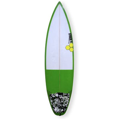 Channel Islands 5'9 Black & White Second Hand Shortboard 26.5L - Green Spray - Second Hand Shortboard by Channel Islands 5ft 9