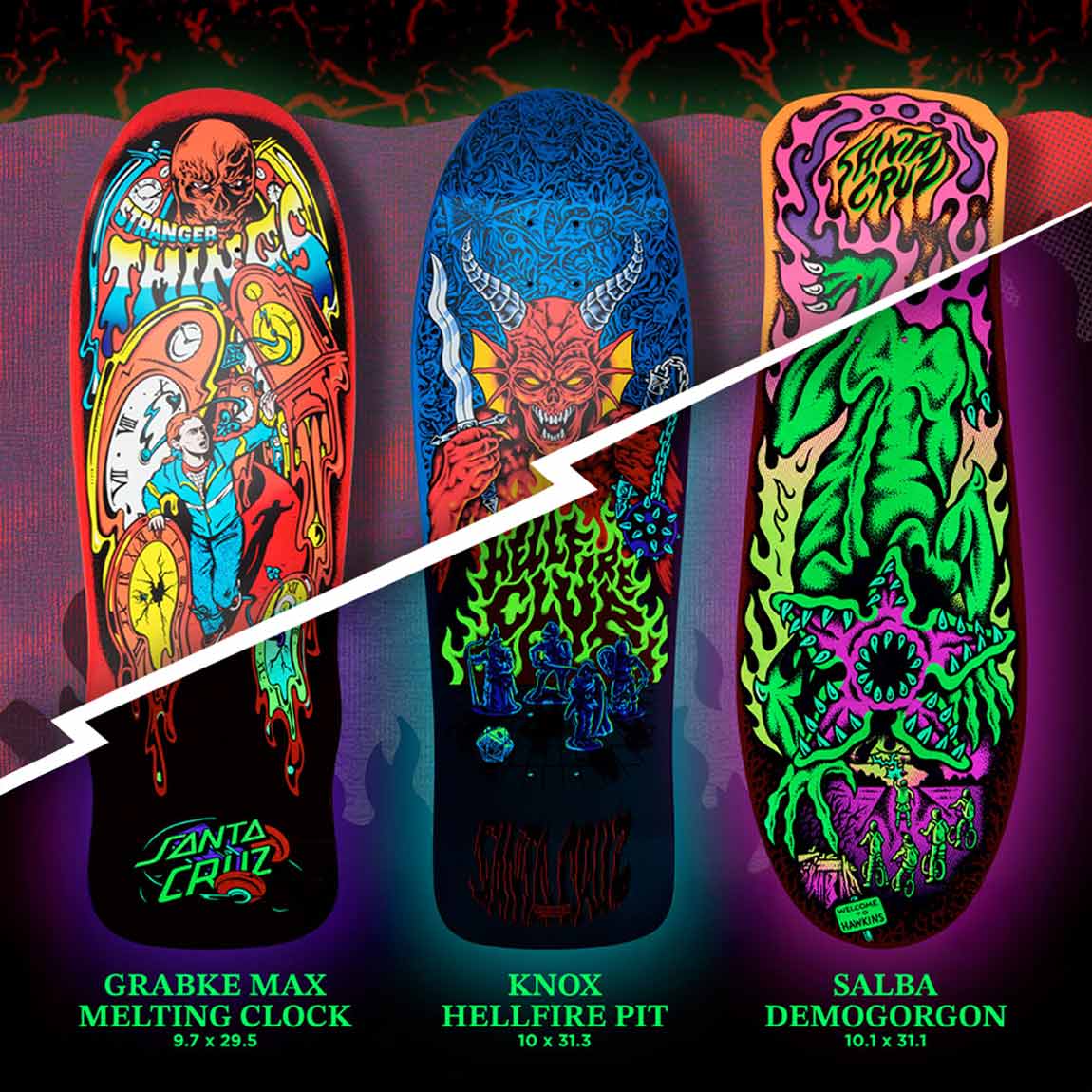 Santa Cruz 10.3" X Stranger Things Salba Demogorgon Deck - Orange - Skateboard Deck by Santa Cruz 10.3 inch