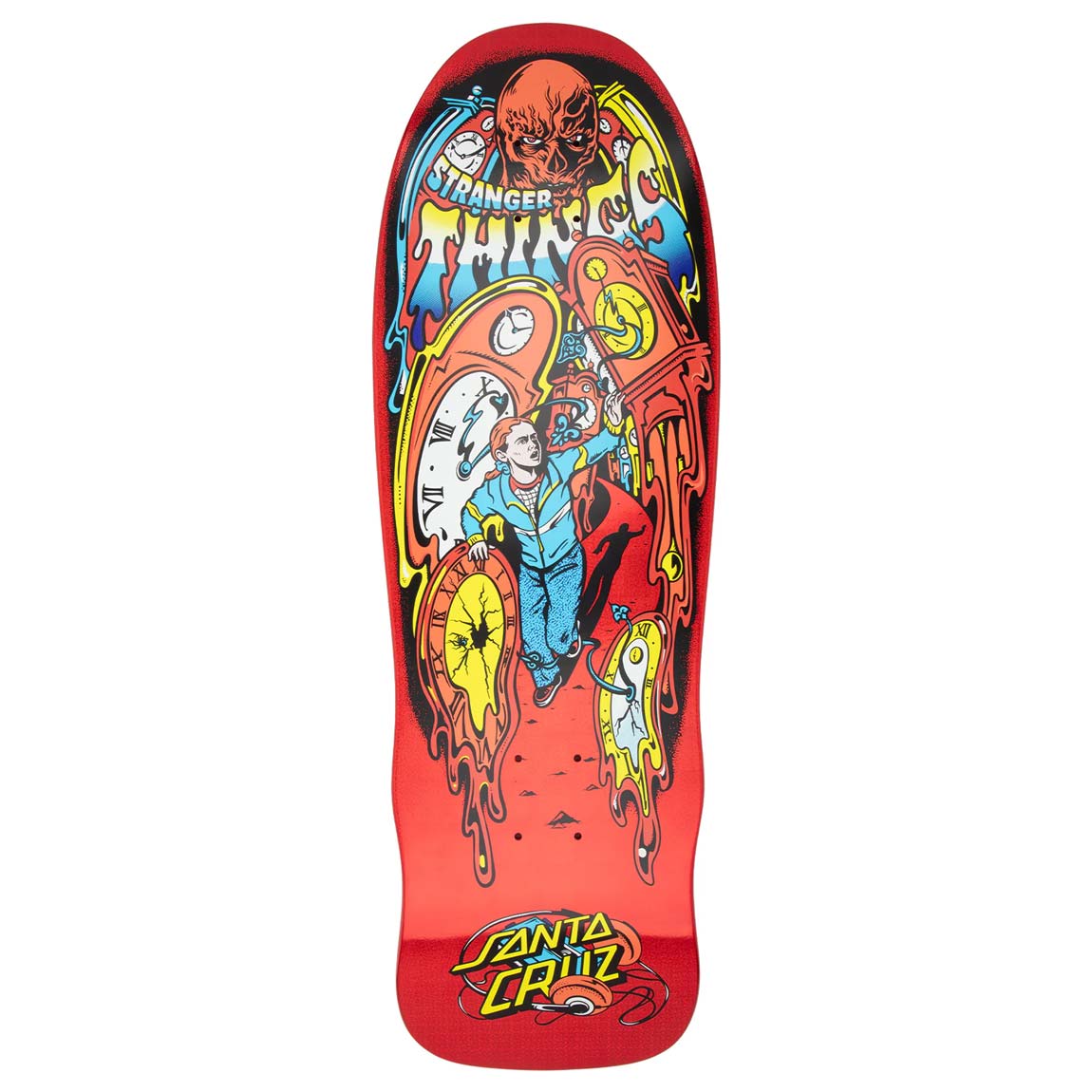 Santa Cruz 9.7" X Stranger Things Grabke Max Melting Clock Deck - Red - Skateboard Deck by Santa Cruz 9.7 inch