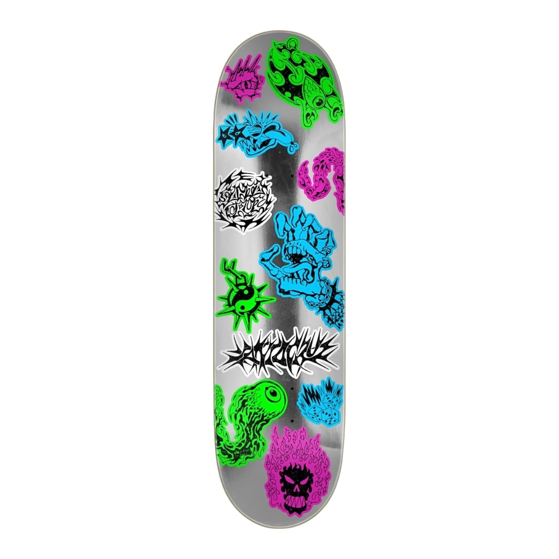 Santa Cruz 8.0" Scribble Flash Team Feelbase Deck - Silver Multi - Skateboard Deck by Santa Cruz 8.0 inch
