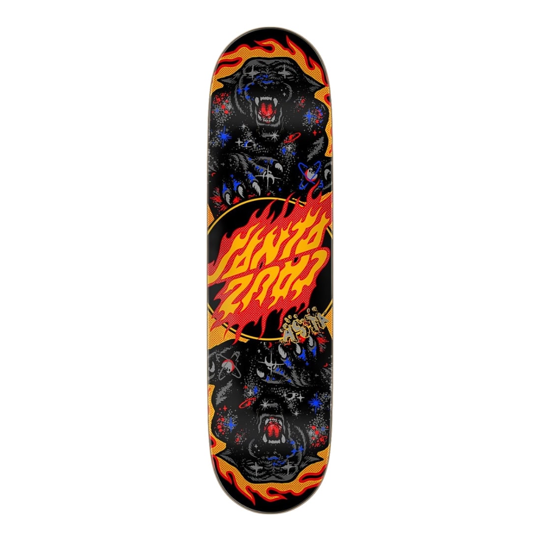 Santa Cruz 8.2" Asta Cosmic Cat Twin Tip Deck - Black/Multi - Skateboard Deck by Santa Cruz 8.2 inch