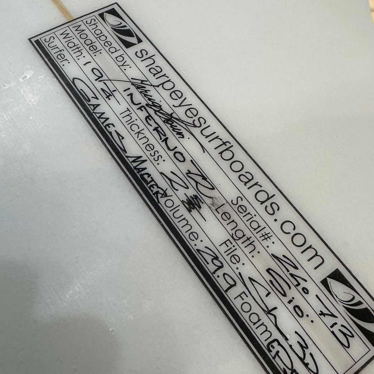 Sharpeye 5'10 Inferno 72 Second Hand Shortboard - 29.9L - White - Second Hand Shortboard by Sharpeye 5ft 10