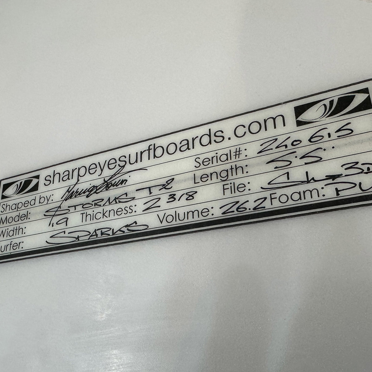 Sharpeye 5'5 Twin Turbo Second Hand Shortboard 26.2L - White/Yellow - Second Hand Shortboard by Sharpeye 5ft 5