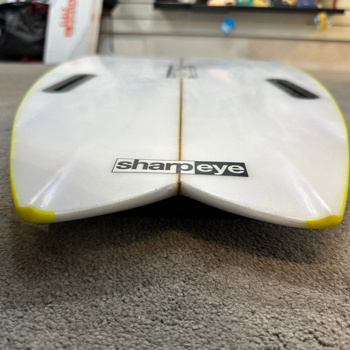 Sharpeye 5'5 Twin Turbo Second Hand Shortboard 26.2L - White/Yellow - Second Hand Shortboard by Sharpeye 5ft 5