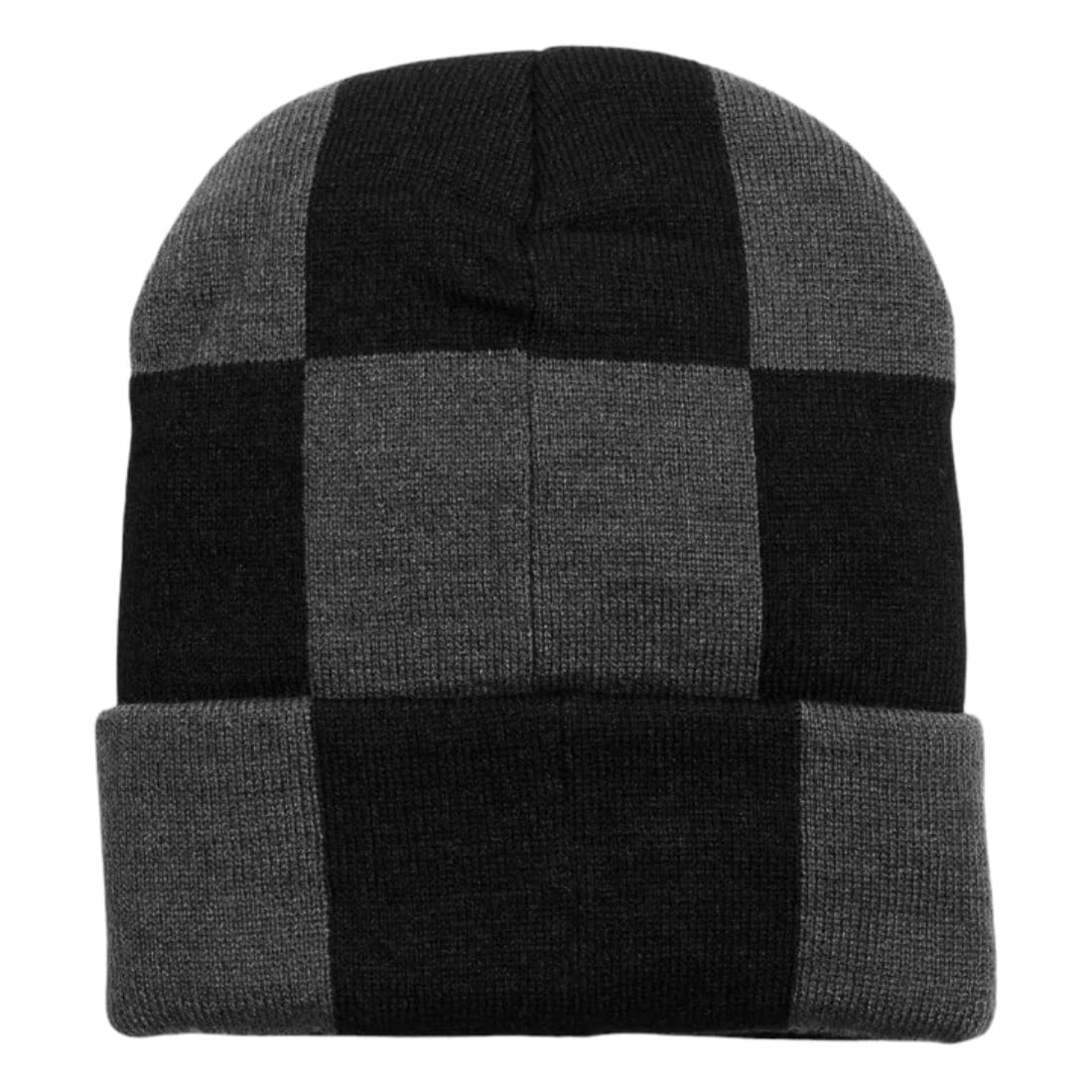 Skateboard Cafe Check Fold Beanie - Charcoal/Black/Gold - Fold Beanie by Skateboard Cafe