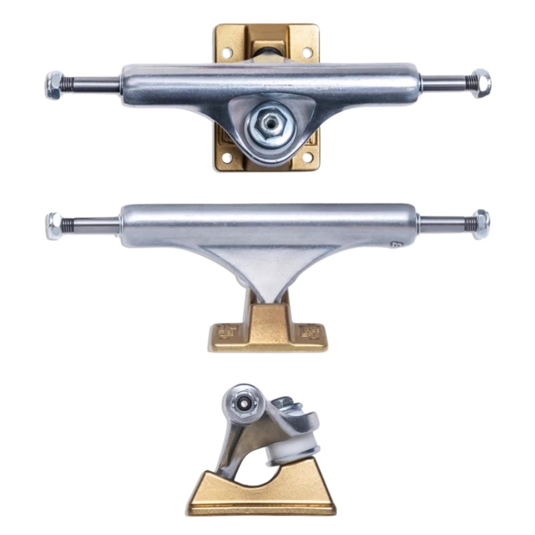 Slappy 8.25&quot; ST1 Lights Polished Trucks (Pair) - Gold - Skateboard Trucks by Slappy 8.25 inch