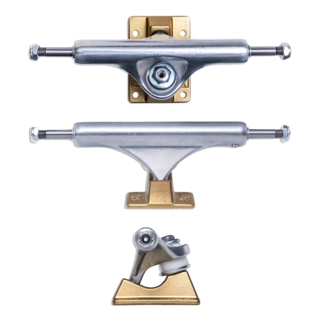 Slappy 8.5&quot; ST1 Lights Polished Trucks (Pair) - Gold - Skateboard Trucks by Slappy 8.5 inch