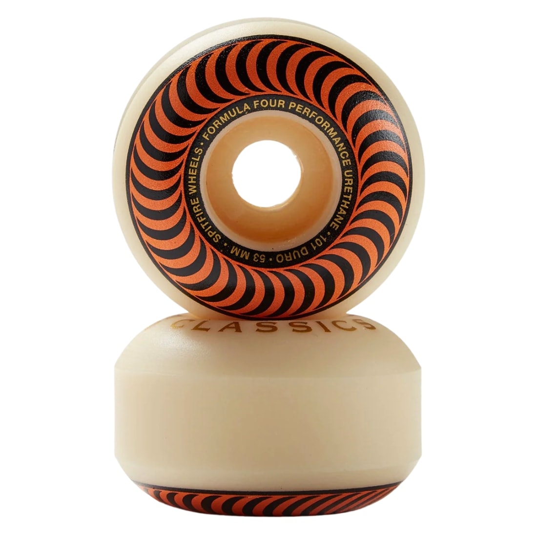 Spitfire 53mm Formula Four 101Duro Classic Skateboard Wheels - Natural/Orange - Skateboard Wheels by Spitfire 53mm