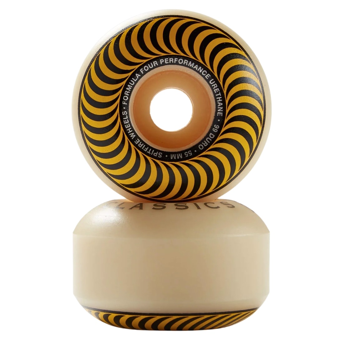 Spitfire 55mm Formula Four 99Duro Classic Skateboard Wheels - Natural/Yellow - Skateboard Wheels by Spitfire 55mm