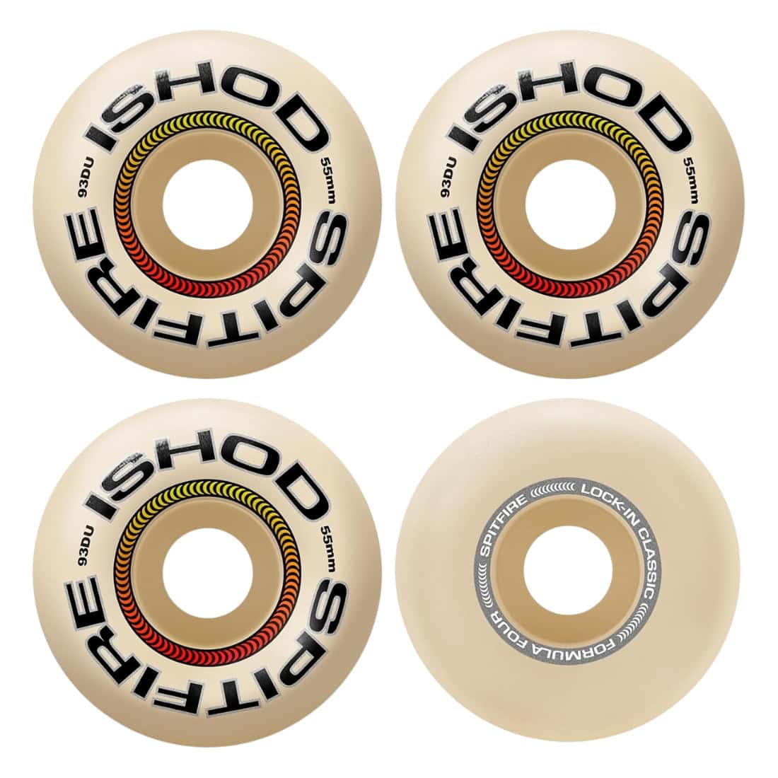 Spitfire 55mm F4 93DU Ishod Lock-In Classic Formula 4 Wheels - White - Skateboard Wheels by Spitfire 55mm