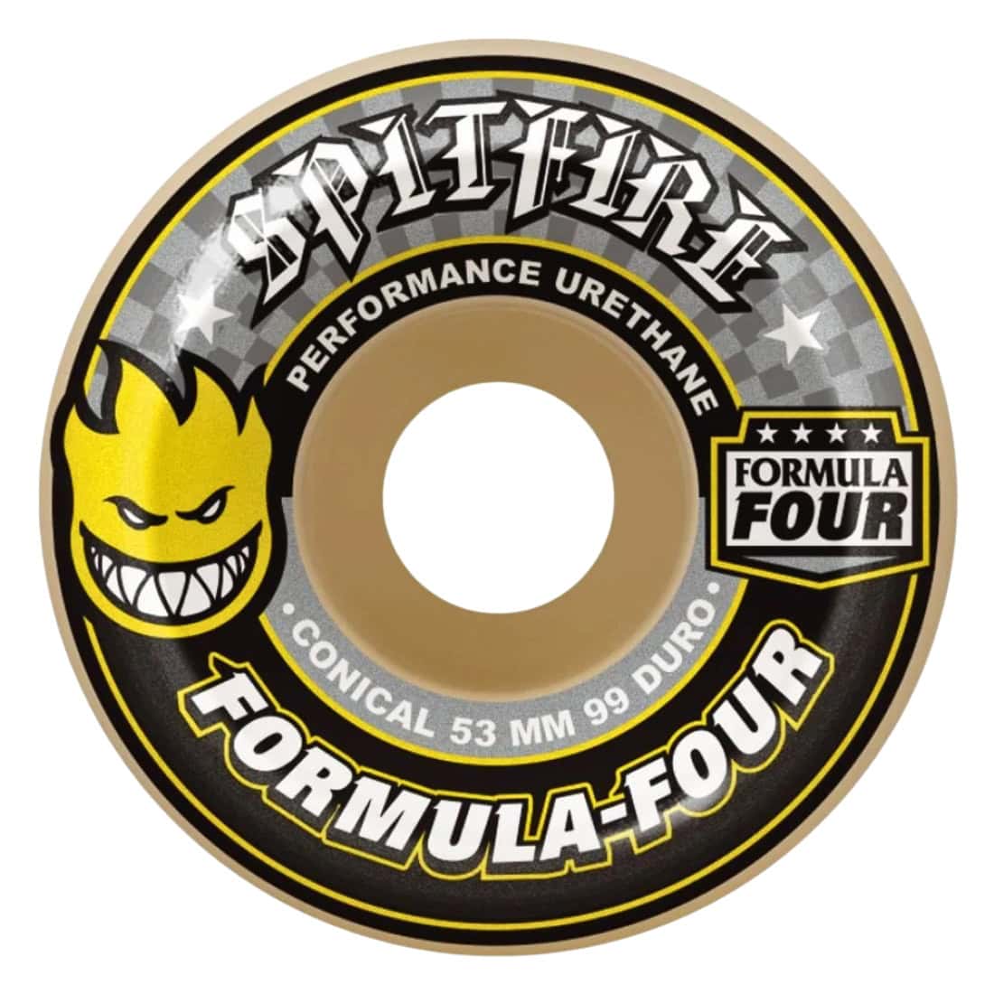 Spitfire Formula Four 53mm Conical 99Duro Skateboard Wheels - White/Yellow - Skateboard Wheels by Spitfire 53mm