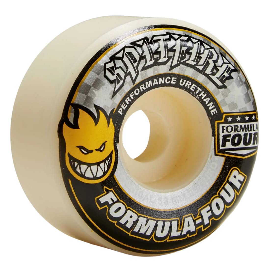 Spitfire Formula Four 53mm Conical 99Duro Skateboard Wheels - White/Yellow - Skateboard Wheels by Spitfire 53mm