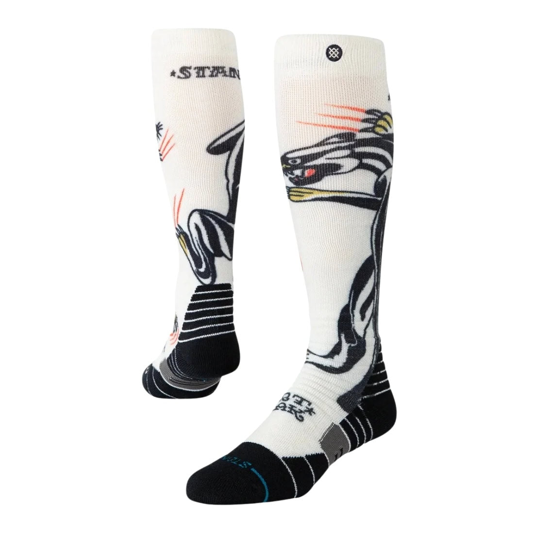 Stance Battle Mid Poly Snow Socks - Cream - Unisex Snowboard/Ski Socks by Stance