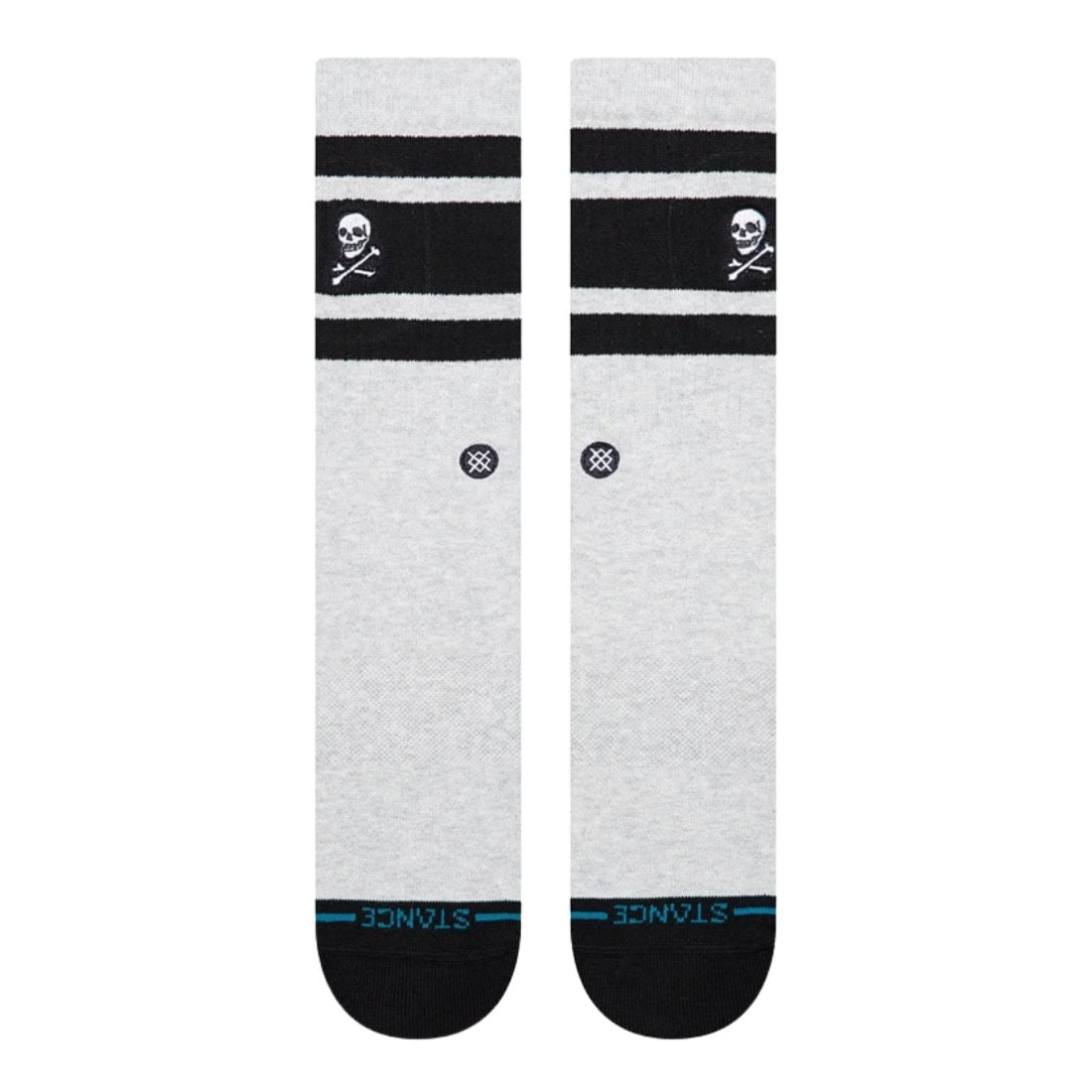Stance Boyd Skull Crew Socks - Heather Grey - Unisex Crew Length Socks by Stance
