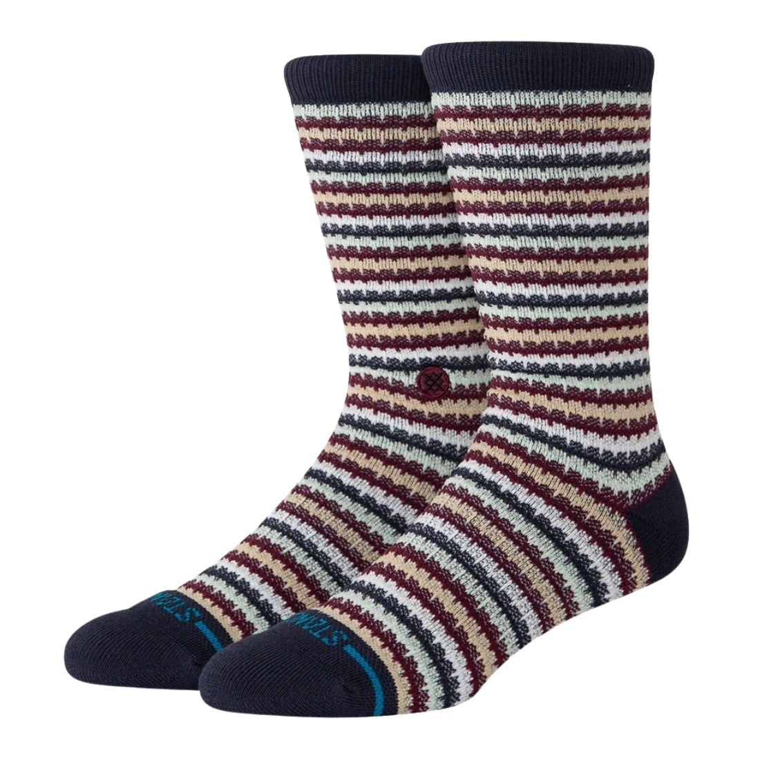 Stance Chiclets Waffle Knit Crew Socks - Navy - Unisex Crew Length Socks by Stance