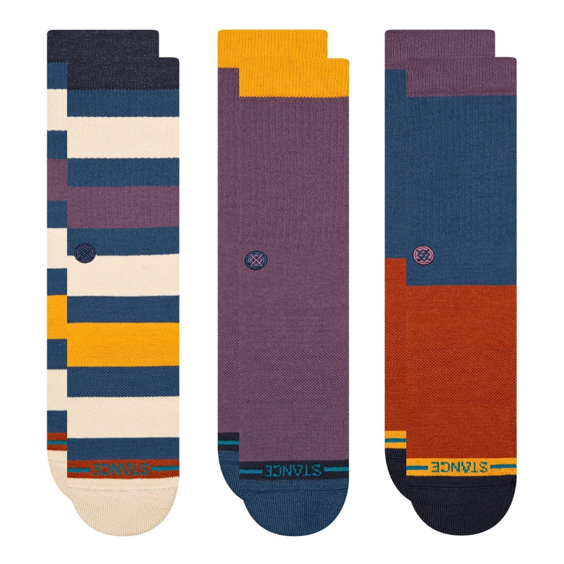 Stance Dexter 3 Pack Socks - Dark Royal - Unisex Crew Length Socks by Stance