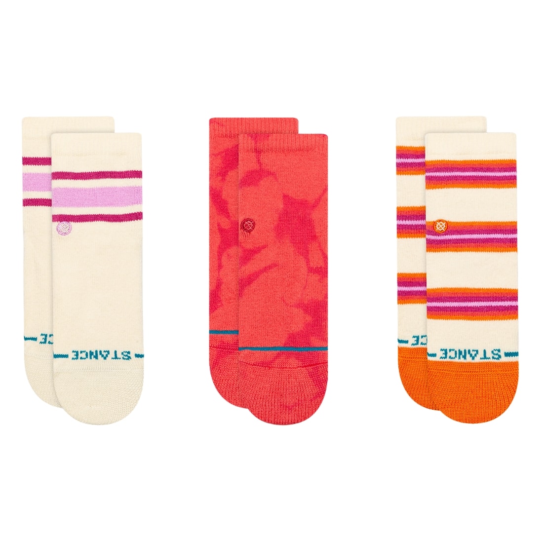 Stance Dye Namic Baby/Toddler 3 Pack Socks - Pink - Kids Crew Length Socks by Stance