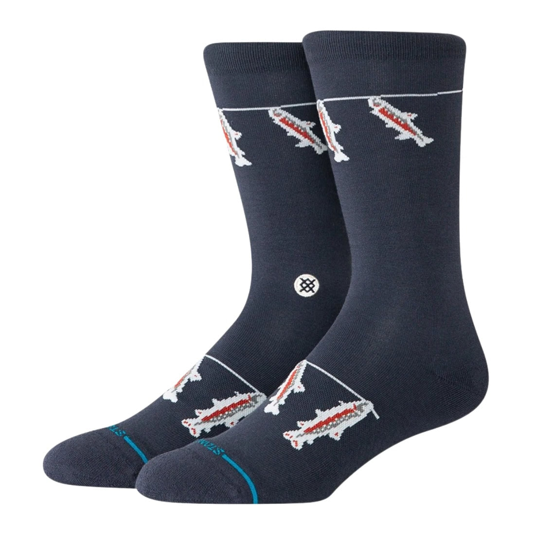 Stance Gone Fishin Crew Socks - Navy - Unisex Crew Length Socks by Stance