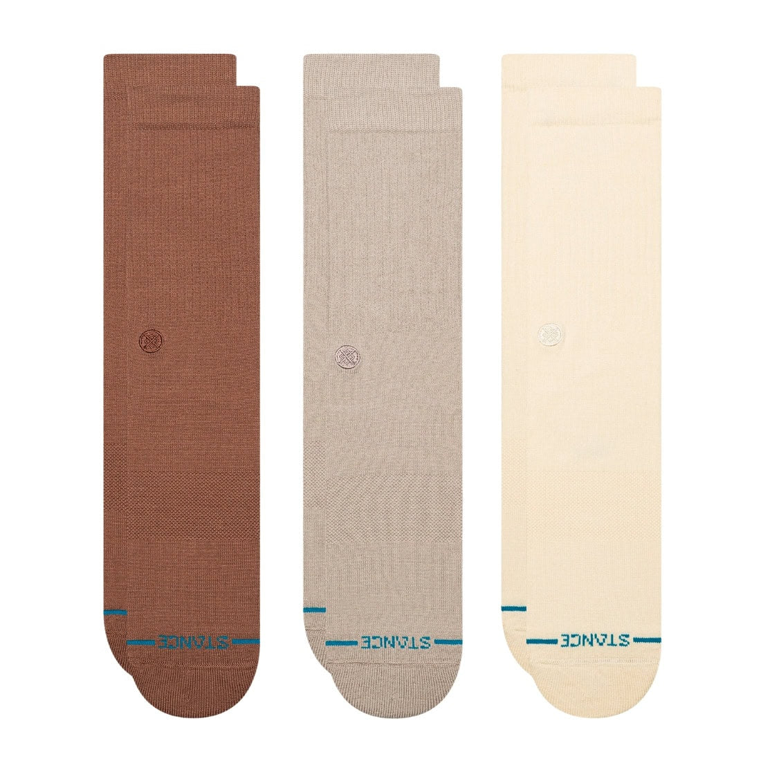 Stance Icon 3 Pack Socks - Brown - Mens Crew Length Socks by Stance
